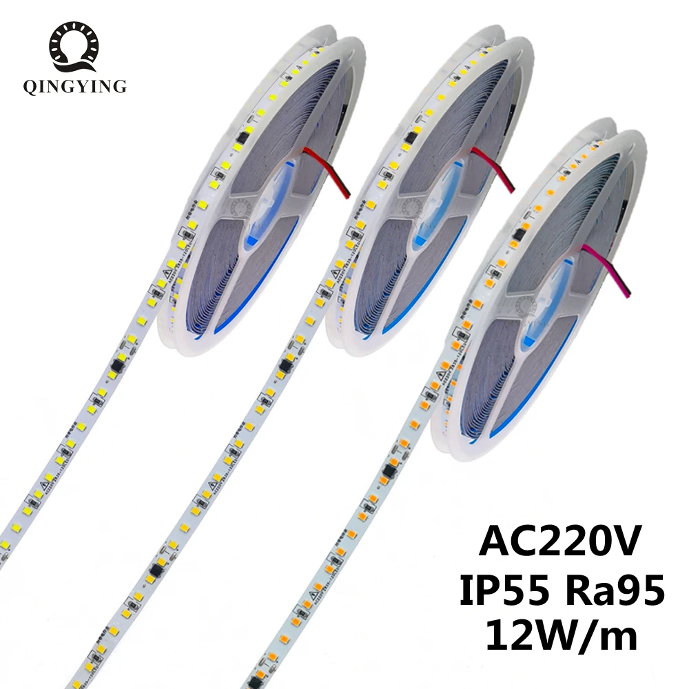 

AC220V 230V 10M LED Strip 2835 IP55 Ra95 120LEDs/m Home Light Ribbon Warm White Neutral White Flexible And Cuttable LED Tape