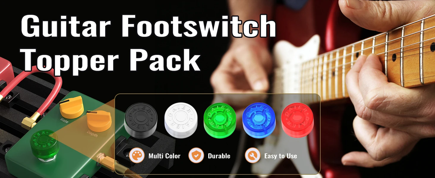 DAIERBUM 20PCS Footswitch Topper Guitar Pedal Topper Multi Color Pedal Button Caps Guitar Pedal Stomp Knobs for Pedal Board