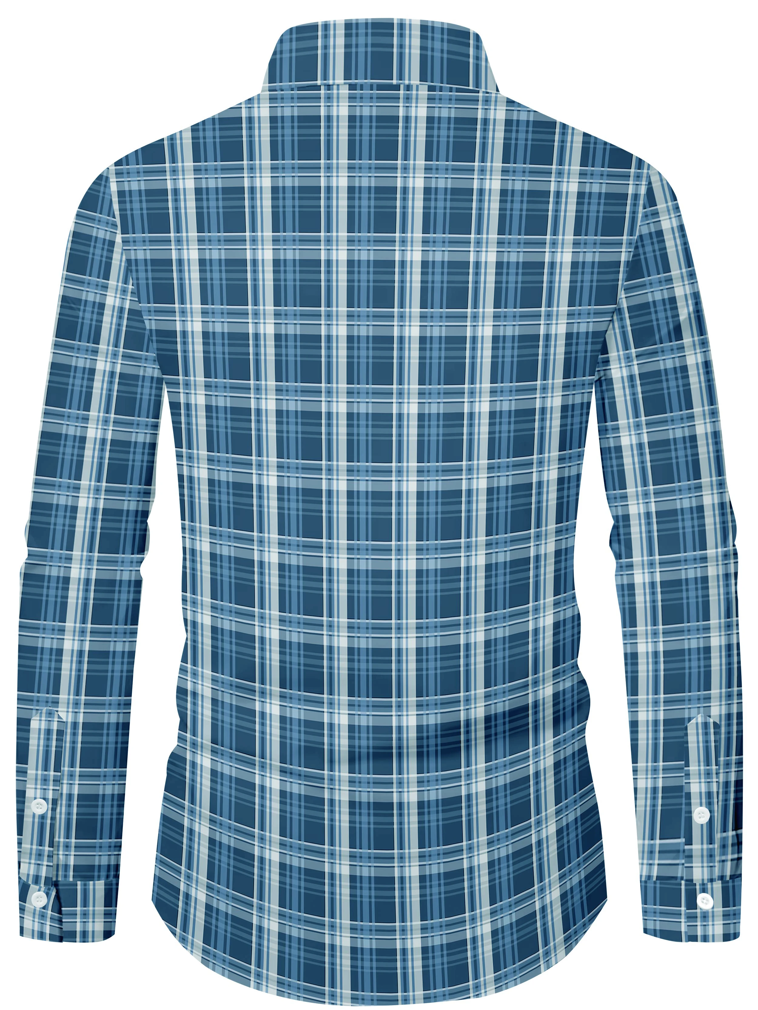 Men's long sleeved shirt casual lapel shirt, fashionable digital printed top, fashionable checkered printed top, machine washab