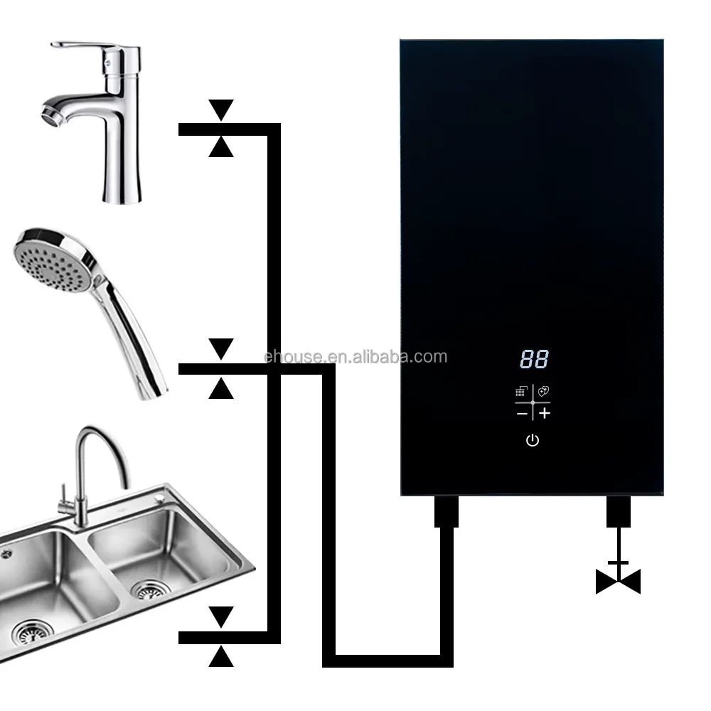 OEM 8.8Kw 220V Constant Temperature Hot Water Supply Wall Mounted Smart Bathroom Instant Electric Water Heaters