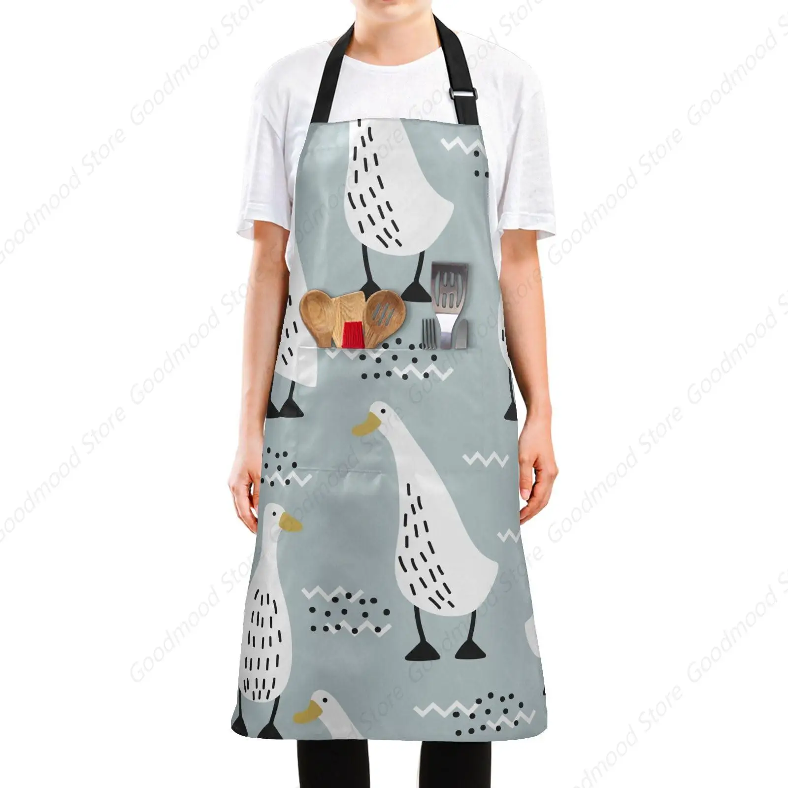 United States Apron, DC American Capital City White House Above the Lake Landscape Artwork, Unisex Kitchen Bib with Adjustable