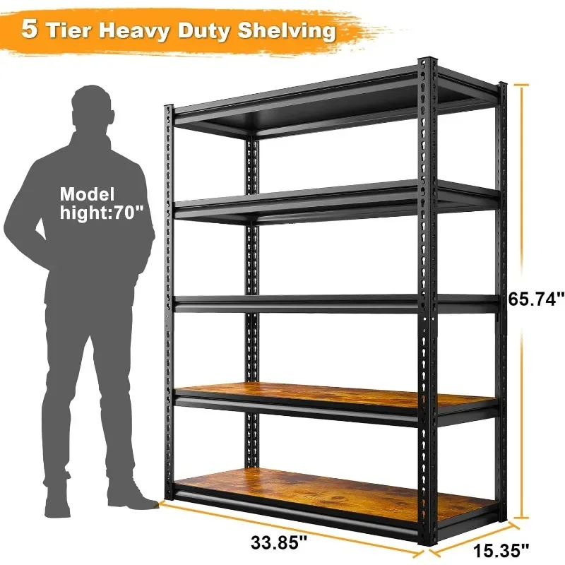 Garage Shelving Heavy Duty Load 2500LBS Garage Storage Shelves Adjustable Heavy Duty Shelving Metal Storage Shelving