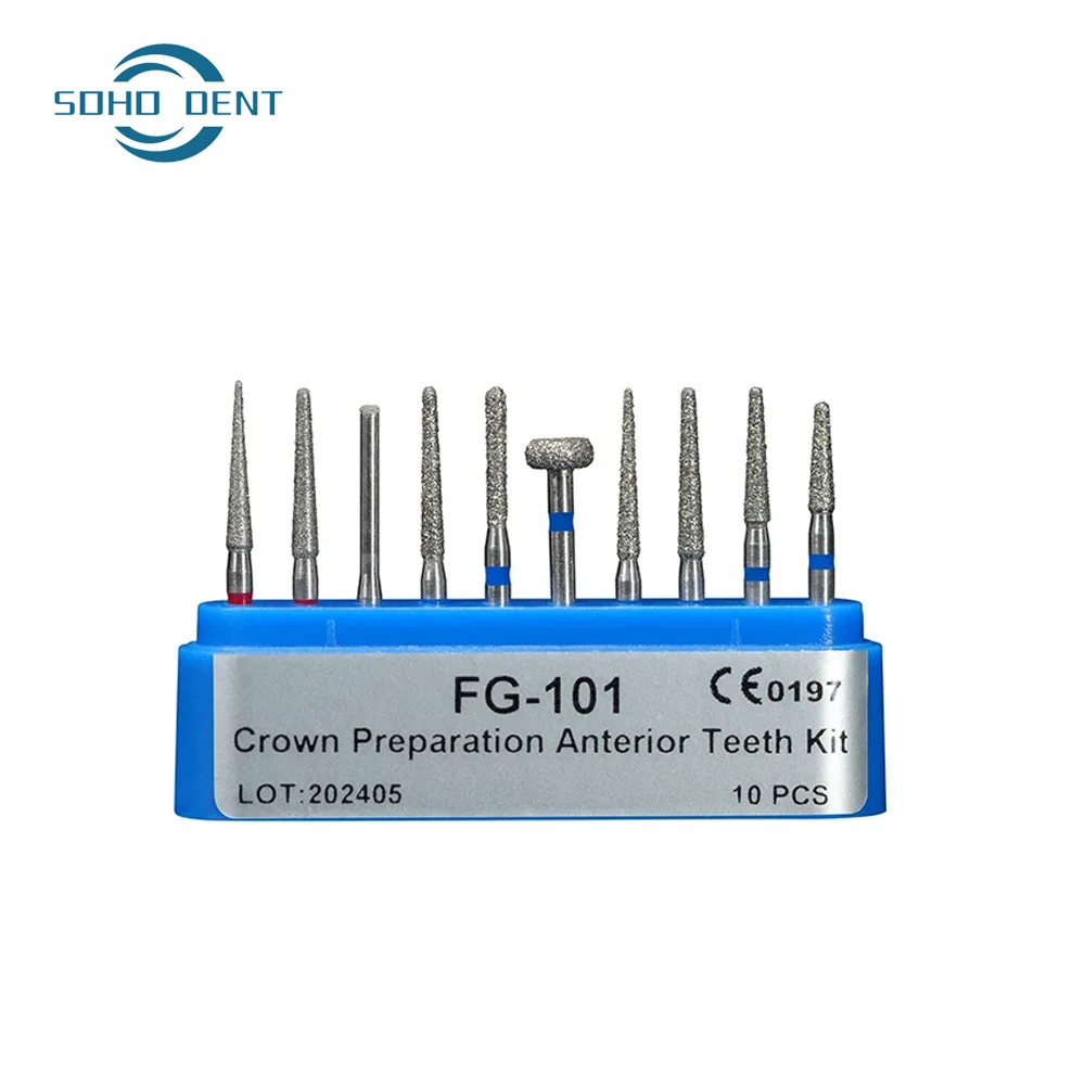 10 صناديق الأسنان الماس Fg الأزيز التدريبات 1.6 مللي متر ل طبيب الأسنان قبضة يد بسرعة عالية تلميع أدوات تبييض الأسنان عدة معدات طبيب الأسنان