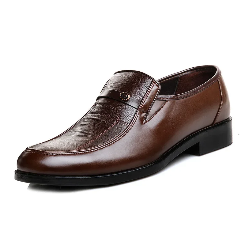 Sapatos sociais masculinos, nova marca, couro de negócios, sapatos planos formais para trabalho, escritório, sapato redondo, respirável, festa de casamento