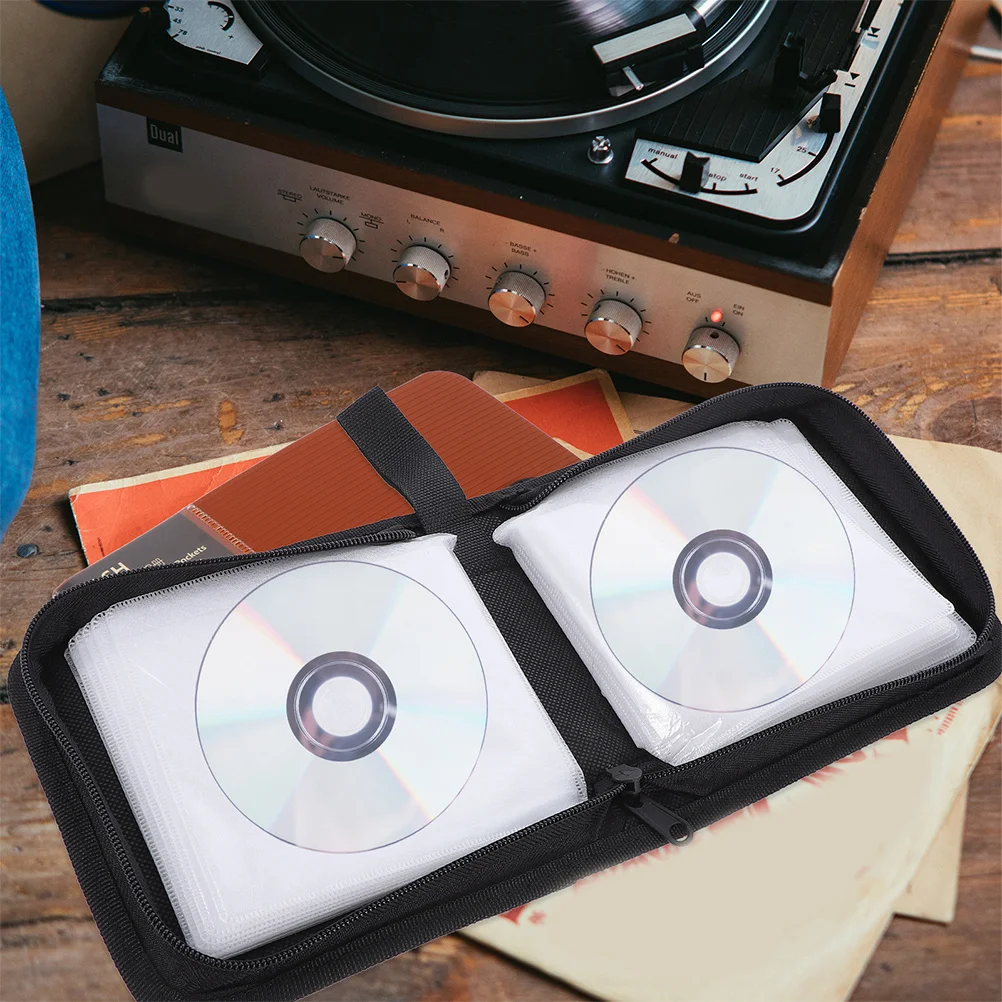 

2 Pcs CD Bag Containers Organizer Stackable Storage Bags Compact Disc Binder Album Wallet