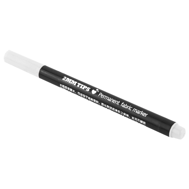 2Pcs Fabric Marker Pens Permanent Colors For DIY Textile Clothes T-Shirt Shoes - White & Black