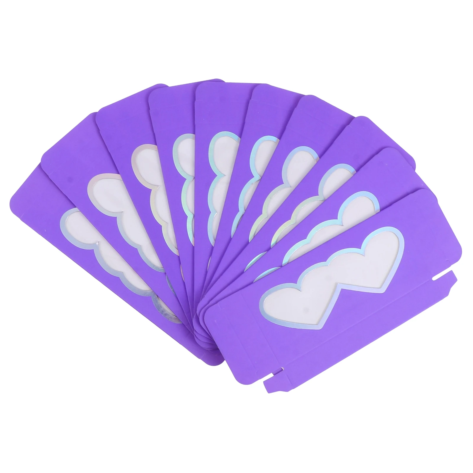 Caja de pestañas postizas estilo corazón, caja de embalaje de pestañas con ventana transparente a prueba de polvo, organizador de almacenamiento de pestañas ligero, 10 Uds.