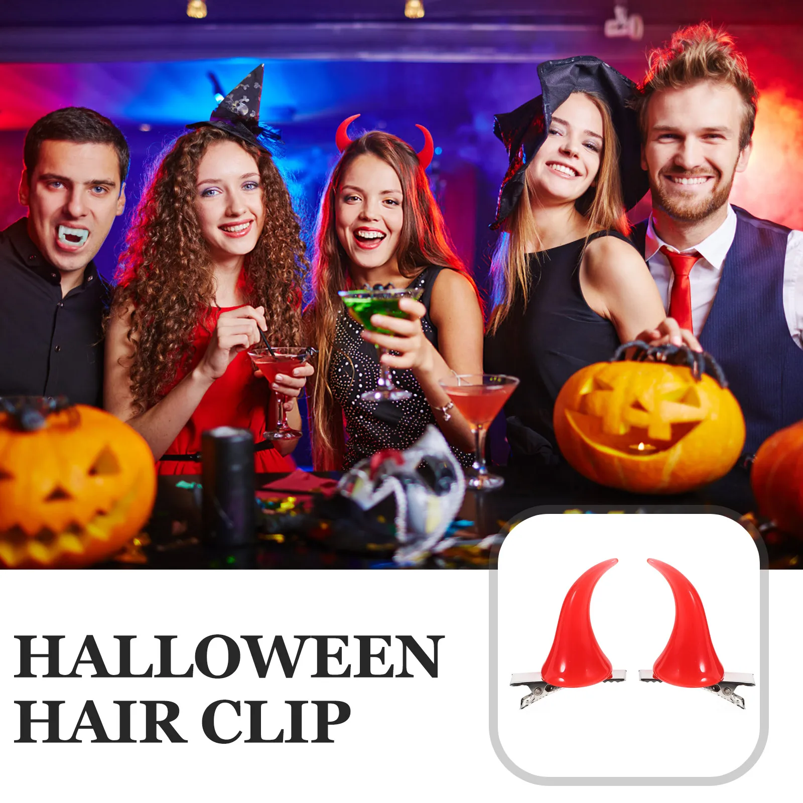 

8pcs Demon Hairpin Gothic Accessories Clip-on Halloween Barrettes Black Headband for Women Halloween Props Sturdy Material