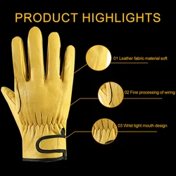 Work gloves sheepskin leather workers work welding safety protection garden sports motorcycle driver wear-resistant gloves