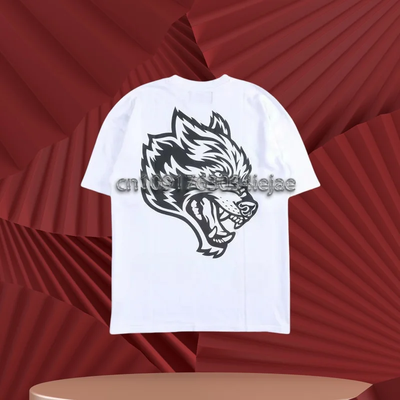 

MOTO-Wolf Head T-shirt Summer City Fitness Loose Casual Crewneck Men's T-shirt Couple Quick dry comfortable 3D printed pattern