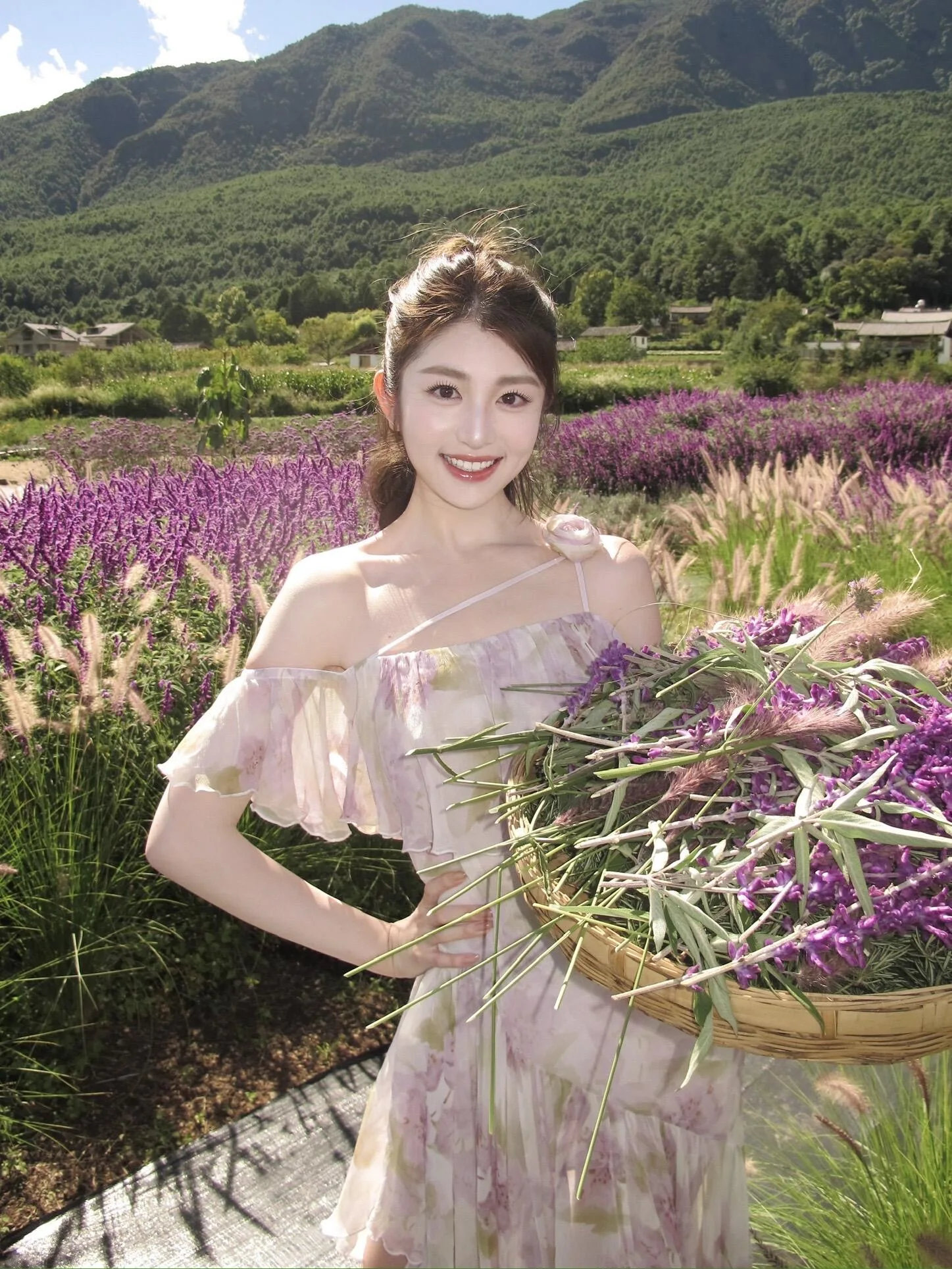 

Romantic Asymmetrical Lace Trim Tube Top Single oulder Strap Dr 3D Flower Photoaphy Dr Holiday Dr