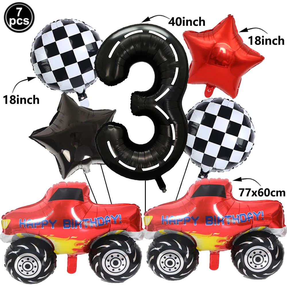 1set Monster Truck Balloons 40inch Number Balloon Set Monster Truck Birthday Balloon Baby Shower Race Car Party Decor Supplies view 4
