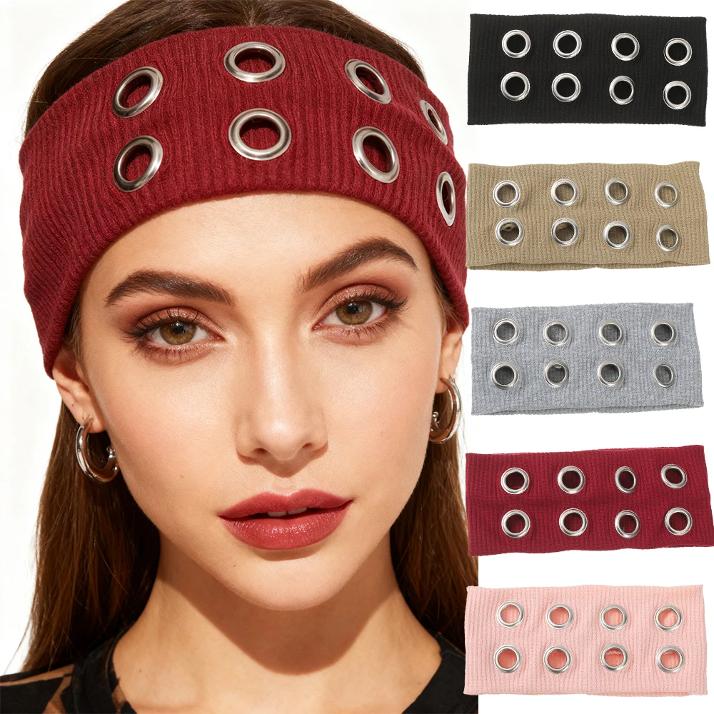

5PCs/set Gothic Hollow Rivet ‌Elastic Hairband Fashion Sporty Hair Bands Hoop Sweatband‌ Headband For Adult Workout Headwear