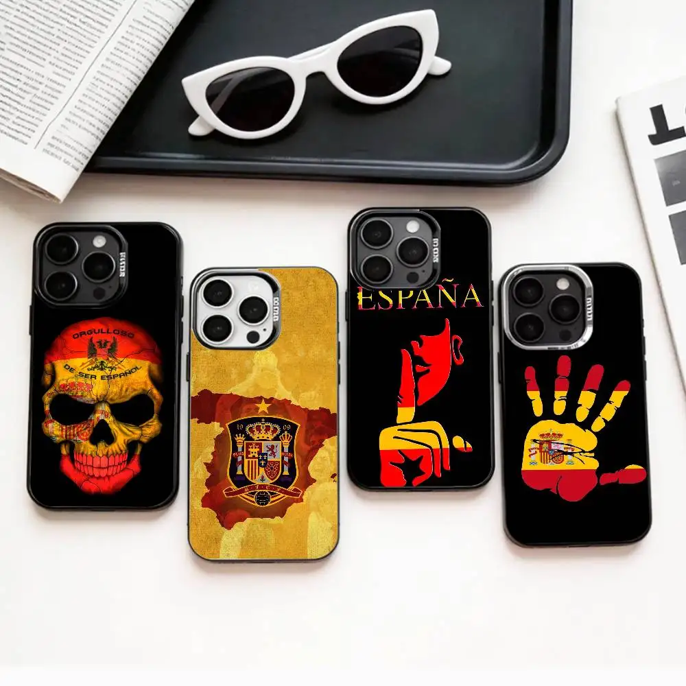 

COOL S-Spain S-Spanish F-Flag Art Phone Case For iPhone17,16,15,14,13,12,11 Plus,Pro Max Colored Silver Plated Inside Cover