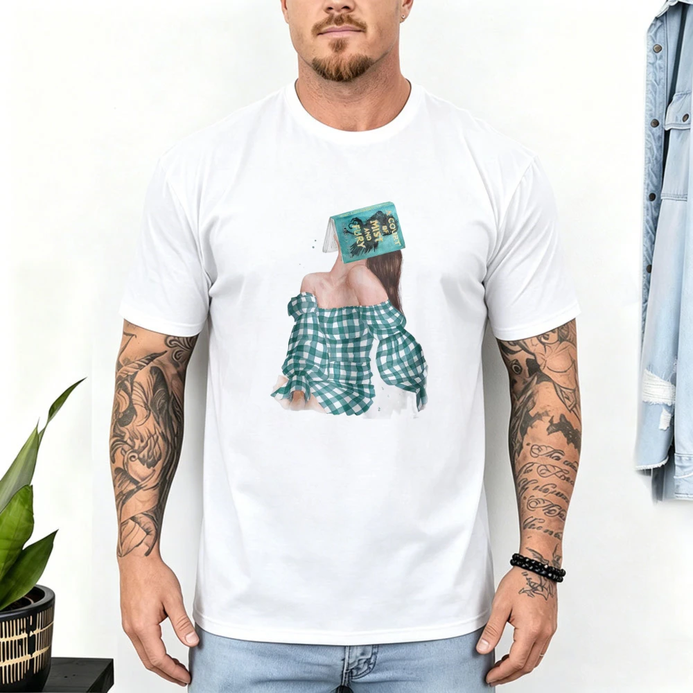 A Court of Mist and Fury book boyfriend Tee Watercolor Cotton T-shirt Bookworm Lady Graphic Tops Book Lover Casual Street Tee