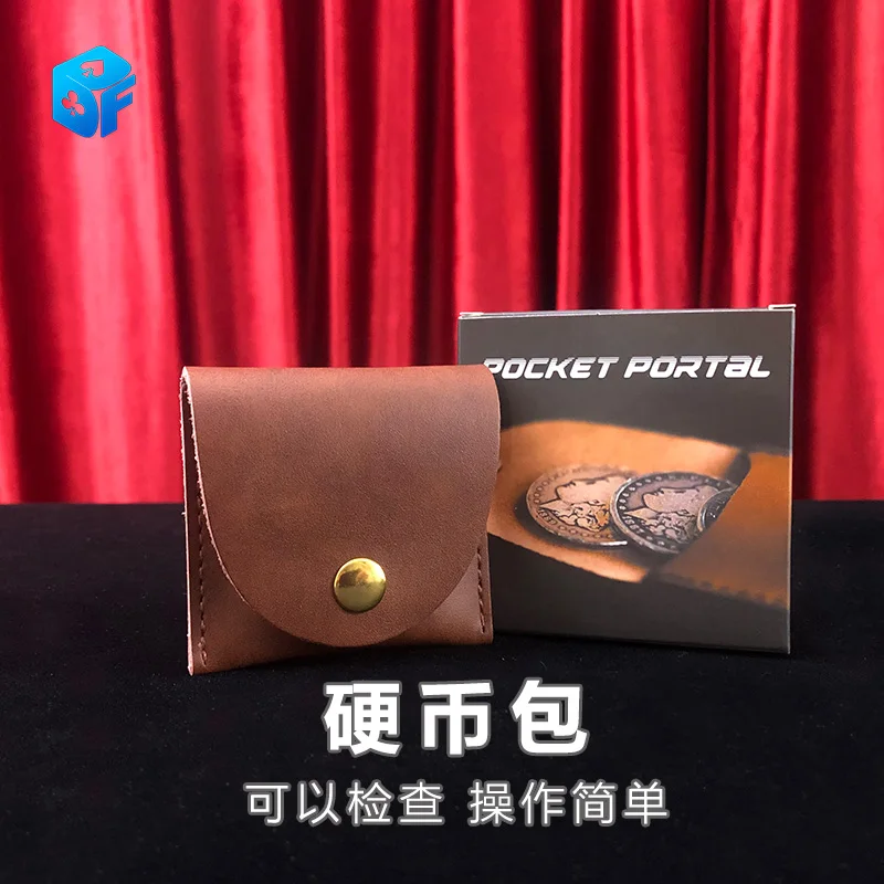 Pocket Portal Magic Tricks Leather Coin Bag Magician Tools Close Up Gimmicks Illusion Magia Accessory Props