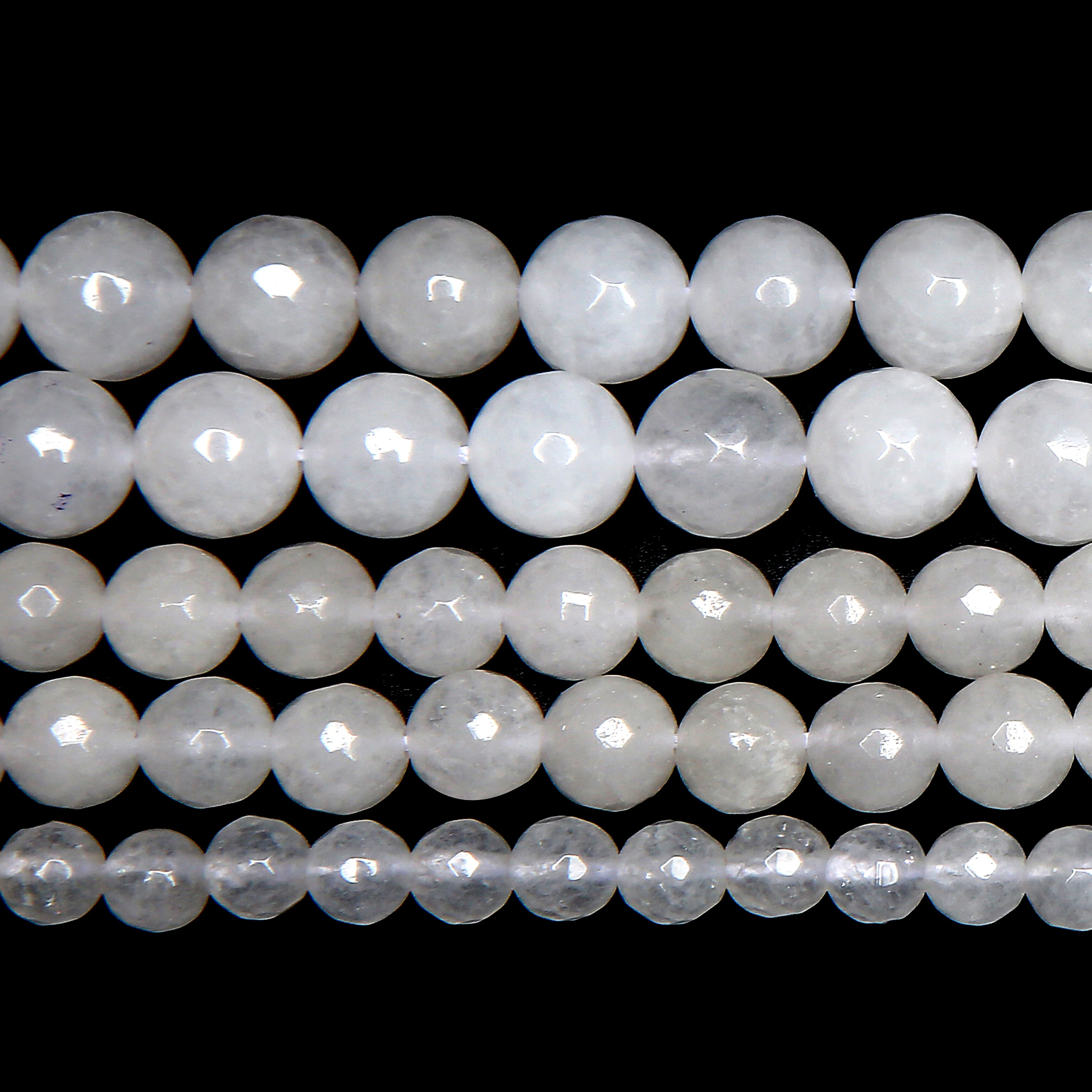 Natural Stone Faceted White Jade Loose Beads 4 6 8 10 12MM Pick Size for Jewelry Making No.JD15