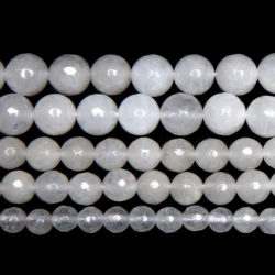 Natural Stone Faceted White Jade Loose Beads 4 6 8 10 12MM Pick Size for Jewelry Making No.JD15