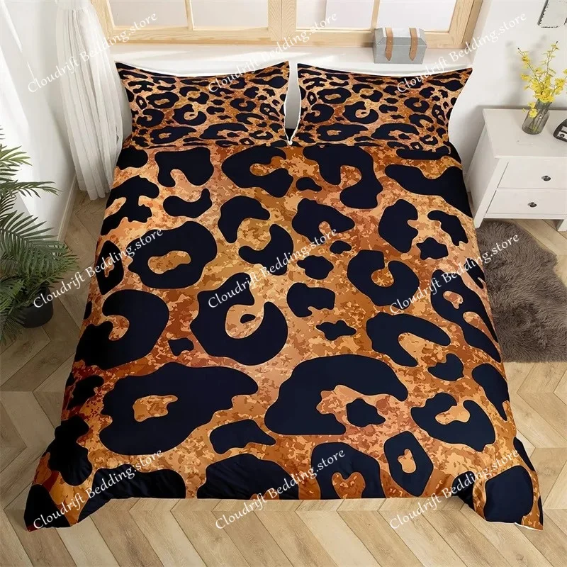 

Leopard Cheetah Comforter Cover Twin Zebra Snake Giraffe Animal Skin Print Duvet Cover Abstract Geometric Patchwork Bedding Set
