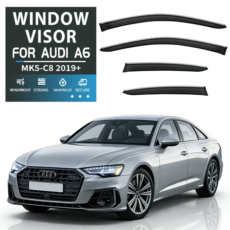 

For AUDI A6 SEDAN MK5 C8 2019+ SWB Window Visor Vent Ventvisor Wind Deflectors Visors Guard Shades Visor Doo Body Kit
