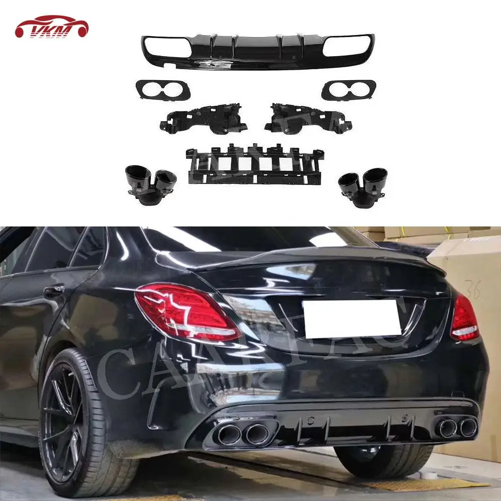 

Rear Bumper Diffuser Lip with Exhaust Tips Body Kits Accessories for Mercedes Benz C Class W205 C43 C63 Sedan Sport 2015-2020