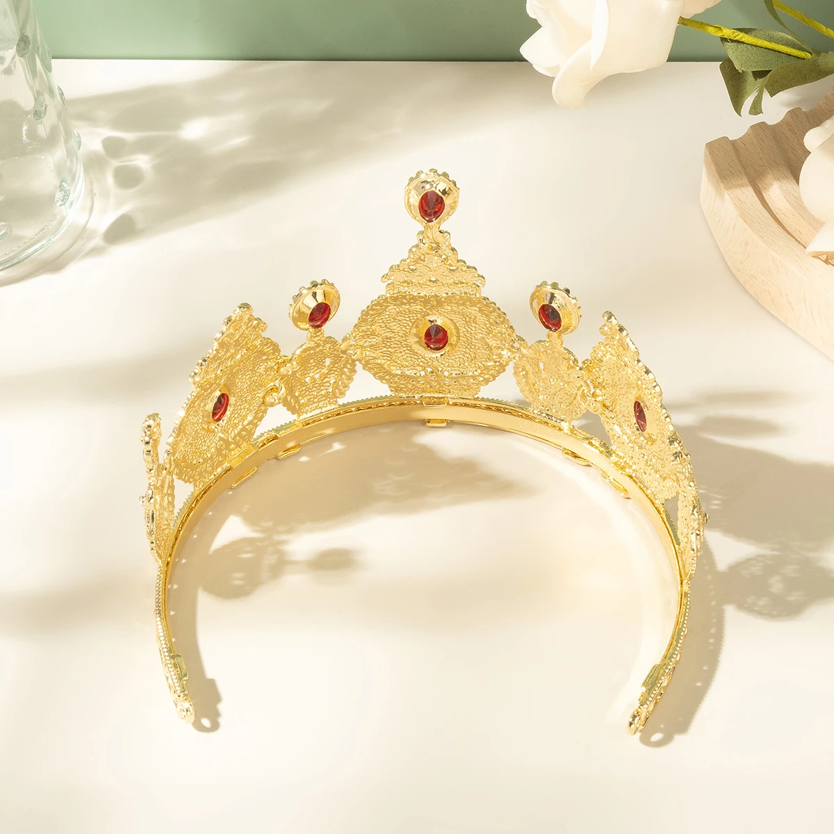 Gioielli con corona nuziale in stile arabo, realizzati a mano con intarsi di strass di cristallo, regalo di accessori per la testa di abito da sposa di lusso