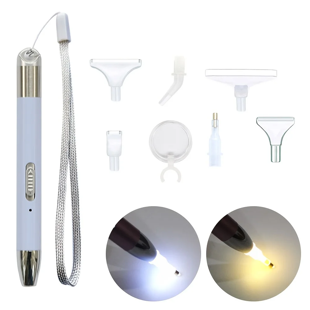 1set DIY Nails Painting Craft LED Lighting Point Drill Pen 5D Diamond Painting USB Rechargeable Embroidery Painting Accessories