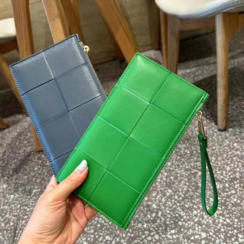 cartera-unisex-de-piel-de-oveja-trenzada-a-mano-version-larga-ultrafina-monedero-con-cremallera-y-clip-para-billetes-a-la