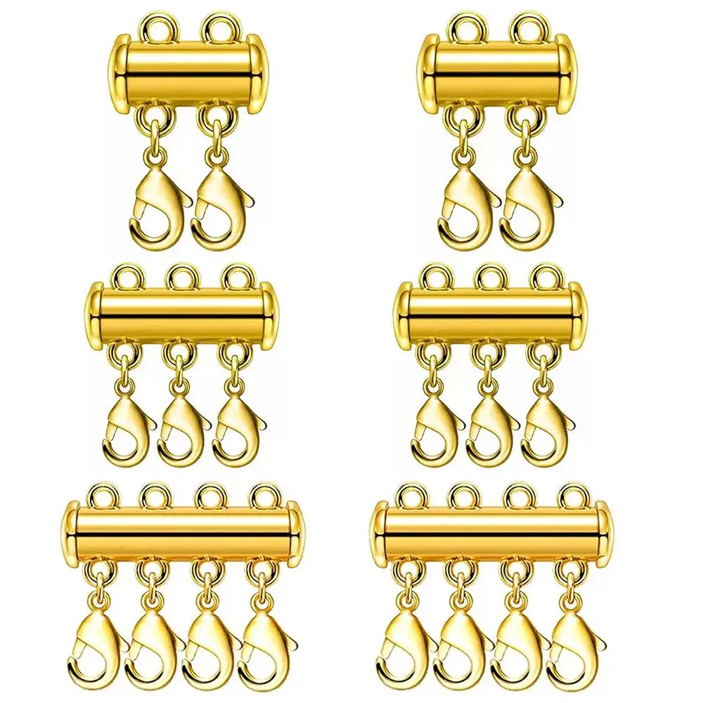 2 uds collar de múltiples hebras capa hebilla de langosta imán deslizante conector de tubo bloqueo para DIY collar pulsera fabricación de joyería