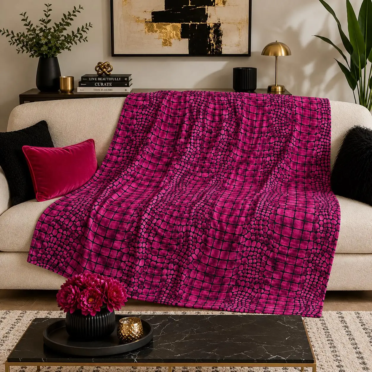 Luxurious Throw Blanket for Sofa Couch Decor Cozy Living Room Throw Blanket for Winter Warmth