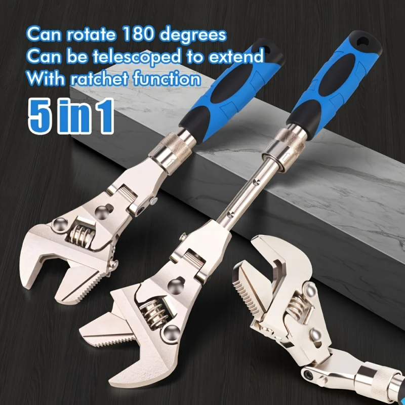 

Ratchet Wrench Can 180° Folding + Rotating Head Design，Can Easily Handle Operations In Tight Spaces，Activity Wrench