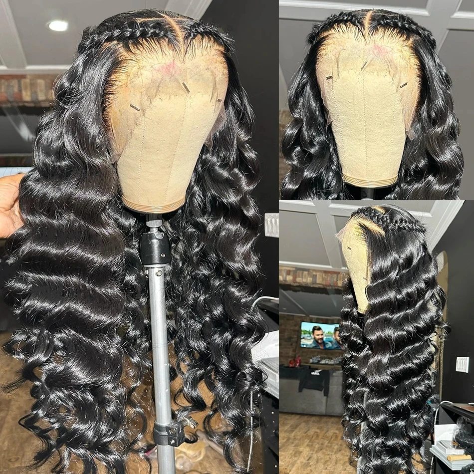 230 Density 34 Inch Deep Wave Human Hair Wig HD 13x4 Lace Front Wigs Loose Deep Wave 13x6 Lace Frontal Wigs Natural Black Human Hair Wigs For Women