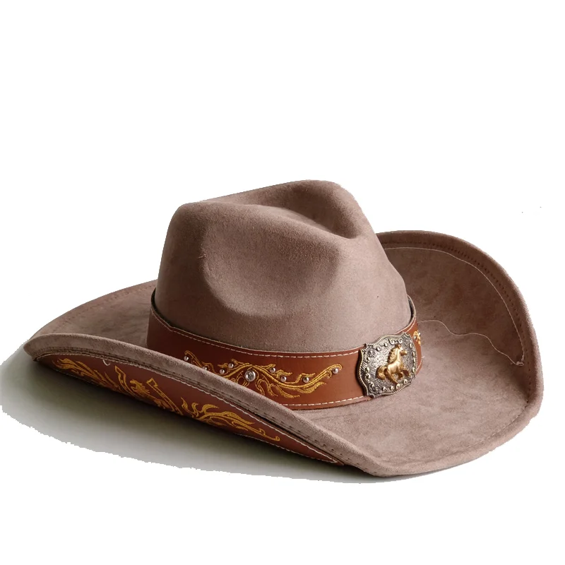 2026 Embroidery Horse Accessories Suede Cowboy Hat for Women Men Western Suede Hat for Country Concert Rodeo and Cowgirl Hat