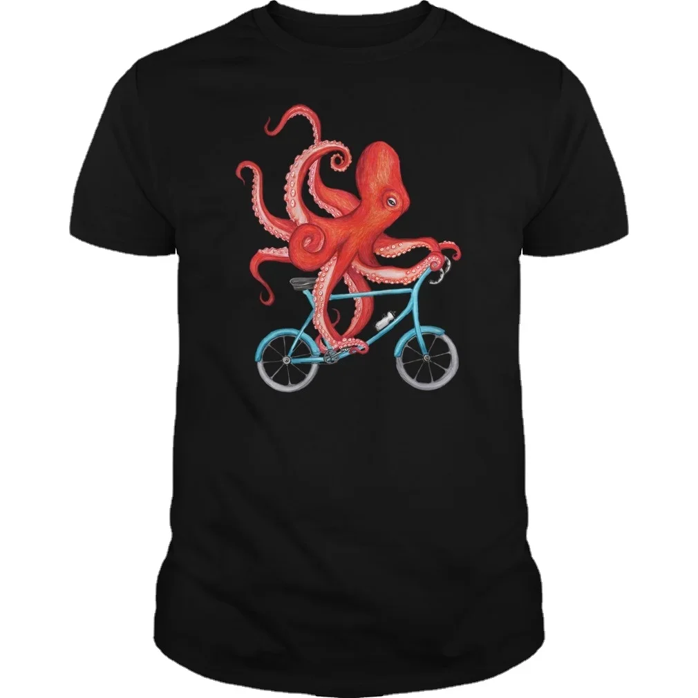 

Cycling Octopus T-Shirt Funny Print Summer Cotton O-Neck Short Sleeve Unisex T Shirt New Size S-3XL