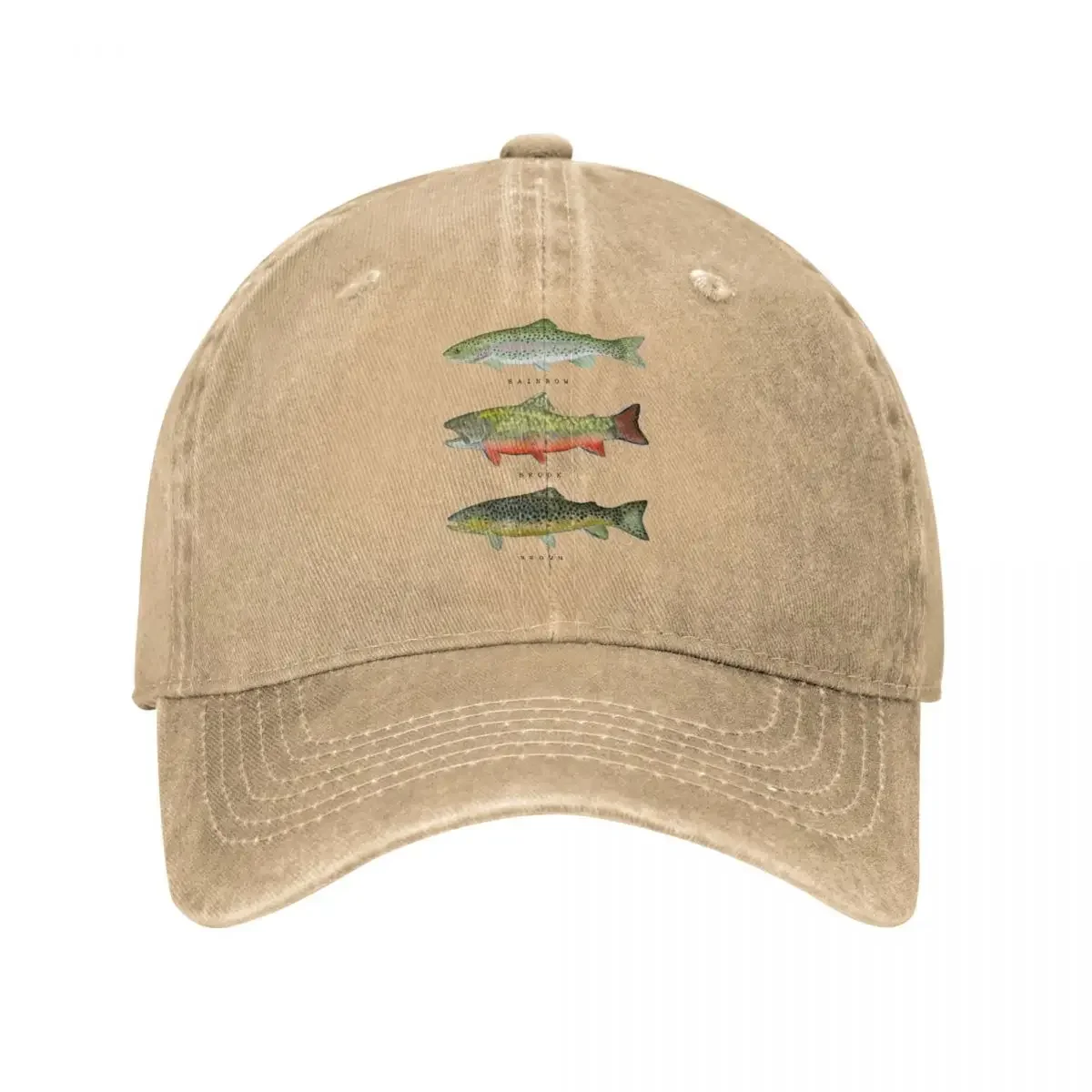 Brown Rainbow Trout Triad Baseball Cap Unisex Distressed Washed Snapback Cap Fishing Fly Fishing Outdoor Running Golf Caps Hat