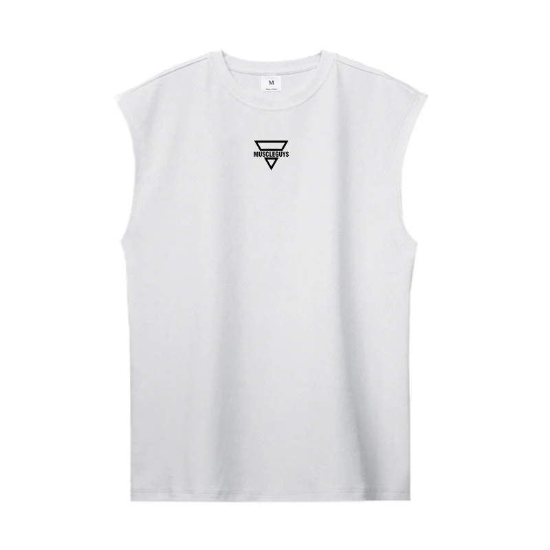 Summer Muscular Man Sleeveless T-Shirt Gym Fitness Workout Tank Tops Bodybuilding Breathable Loose Basketball Sports Men’s Top