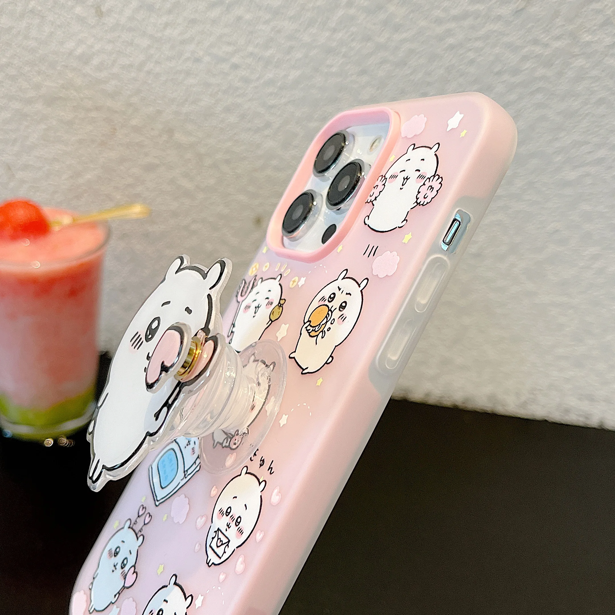 أنماط الهدايا Hachiware مع حامل Chiikawa لطيف Usagi الكرتون آيفون 17 16 15 14 13 برو ماكس مكافحة الإفلات حماية جراب هاتف #5
