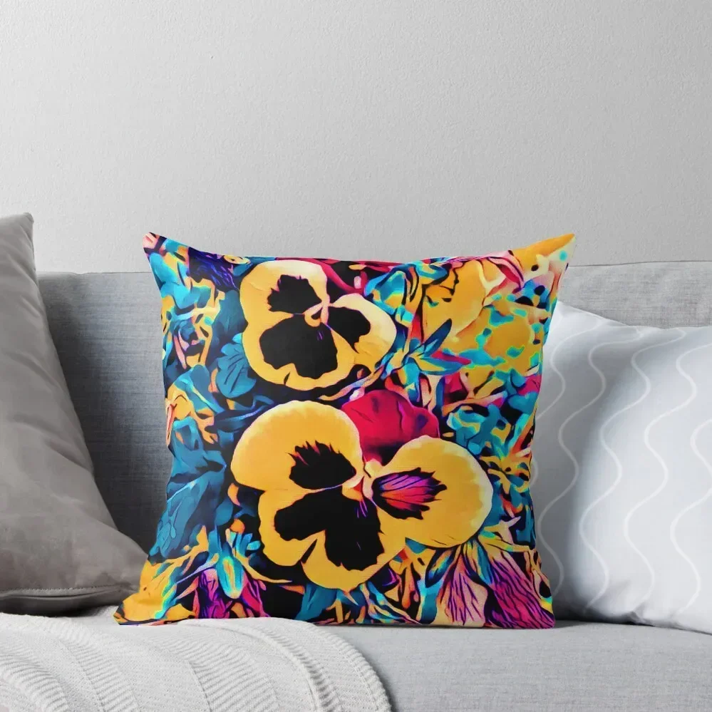 

Yellow Pansies abstract art Throw Pillow Decorative Cushion Cover Couch Cushions pillow