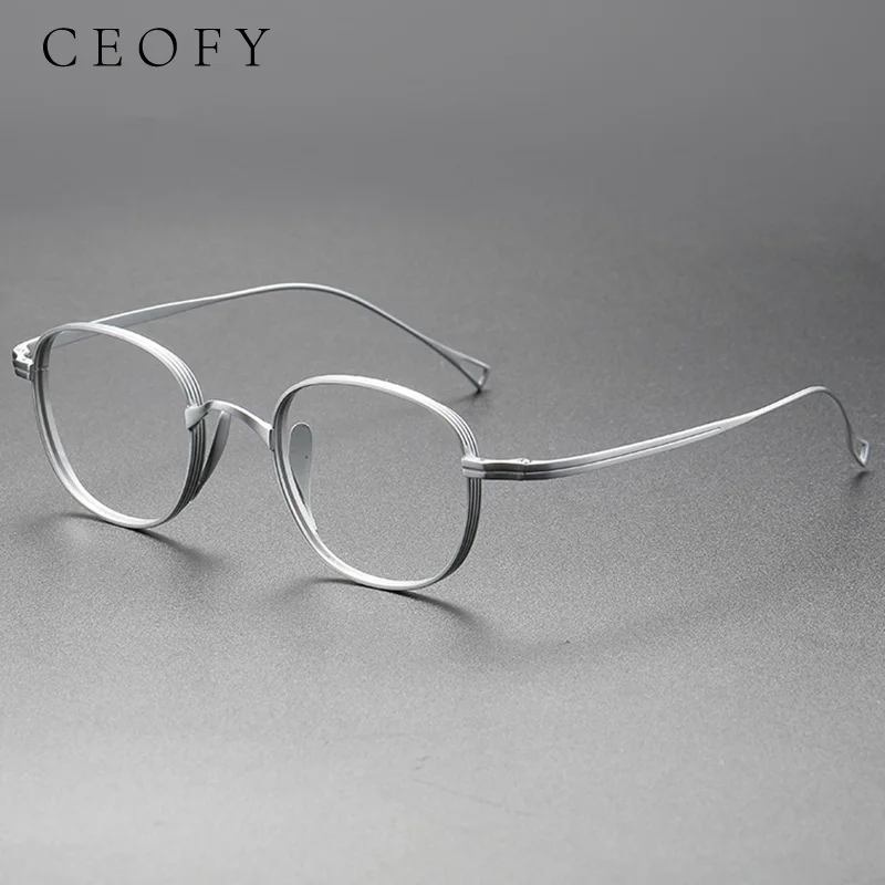 Ceofy Men Titanium Vintage Eyeglasses Frame Ultra-Light Myopia Optical High Degree Prescription Glasses Frame Women Men Eyewear