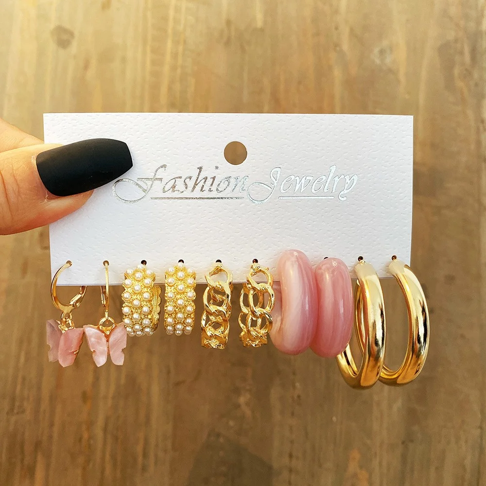 88 Pcs Fashion Women Earring Set Boho Vintage Gold Color Pearl Heart Drop Earring Exquisite Jewelry, Party, Holiday Couple Gifts