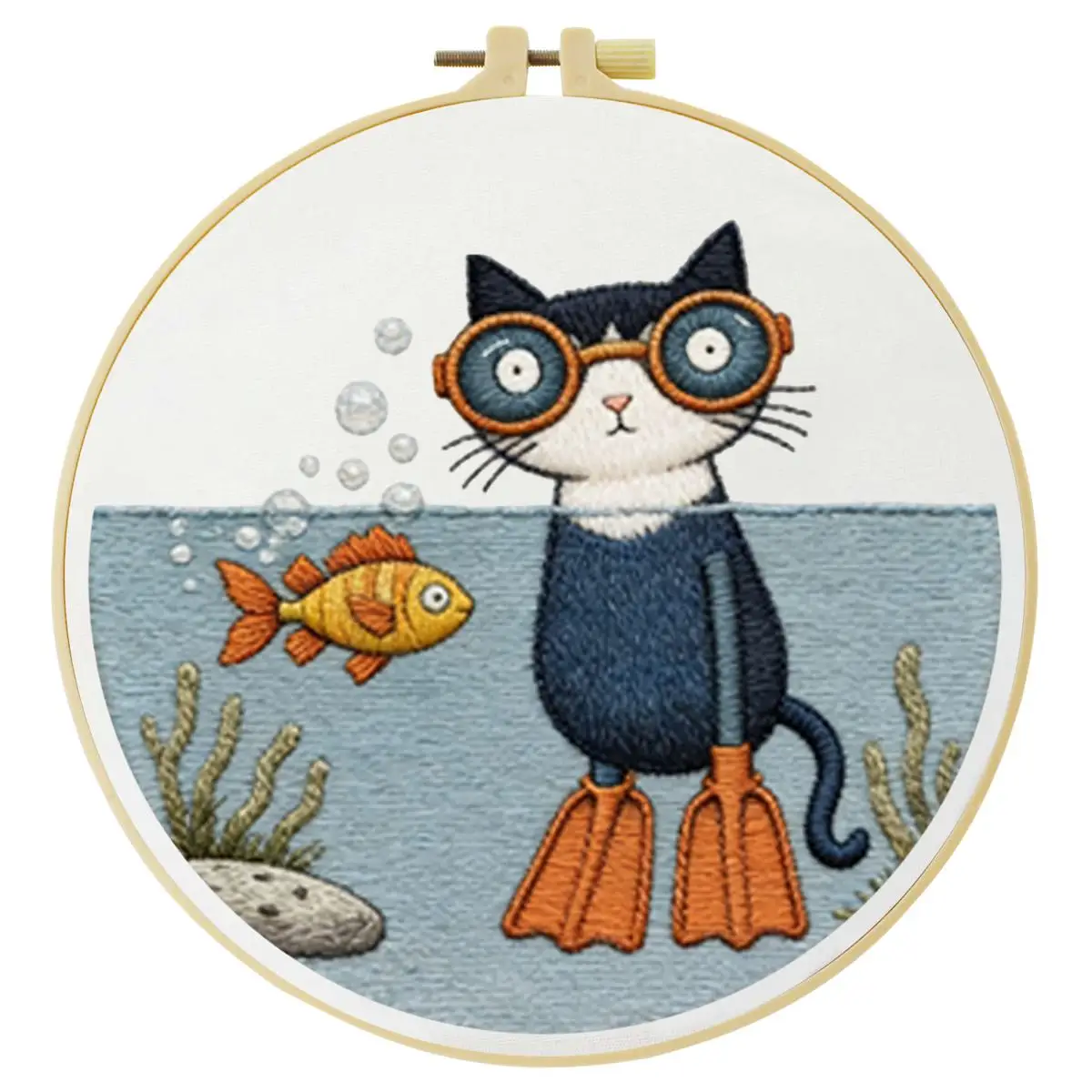 1 Stück 20X20CM/15X15CM 7,87/6,3 Zoll Tauchkatze Stickerei Starter-Kit DIY-Kit DIY-Stickerei-Set Handarbeiten Nadelkunst – Detail 3