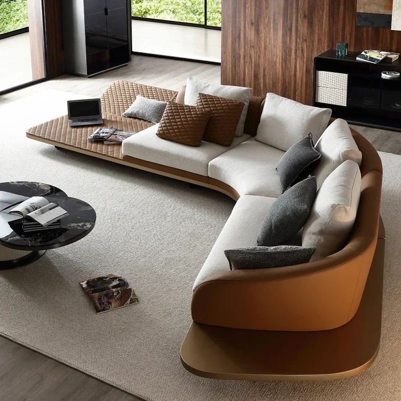 Living room furniture Italian large flat-floor villa corner sofa, minimalist Italian light luxury curved sofa