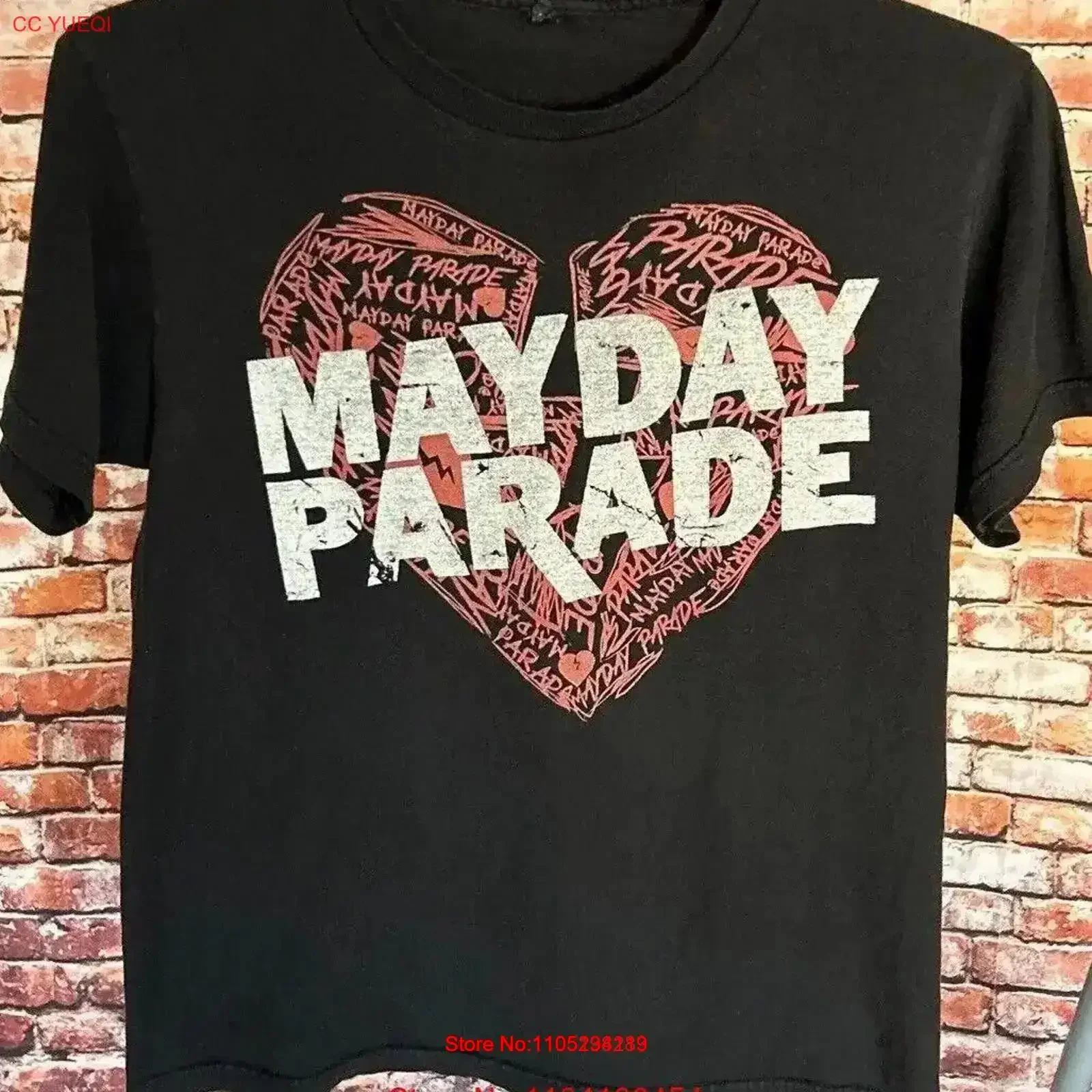 تي شيرت Mayday Parade Band مقاس كبير لموسيقى الروك المتوسطة عتيقة مغسولة على الموضة ملابس كلاسيكية مريحة قليلاً #1