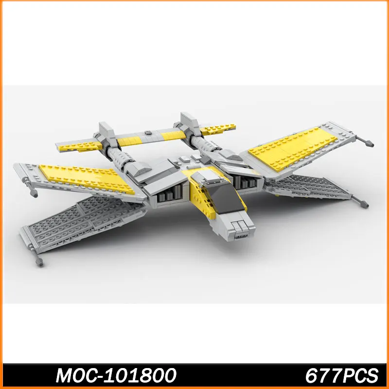 

Строительные блоки MOC, серия «Космические войны», MOC, желтый космический корабль, креативная образовательная игрушка-головоломка, Juguetes, рождественские подарки, 677 шт.