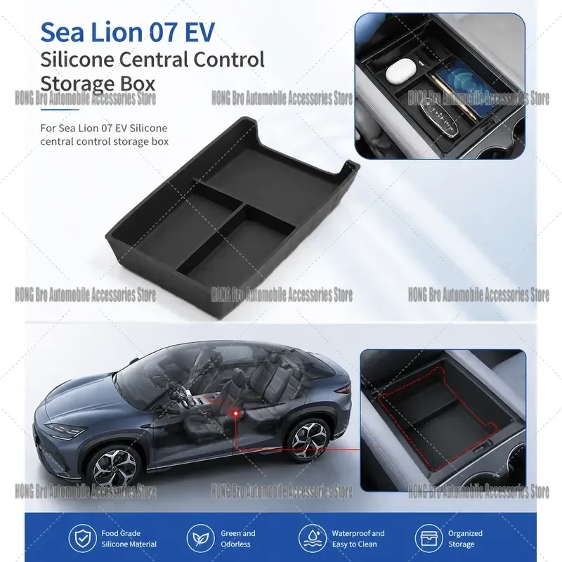 For BYD Sea Lion 07 EV 2024 2025 Center Console Storage Box Organizer Tray Armrest Compartment Car Interior Accessories