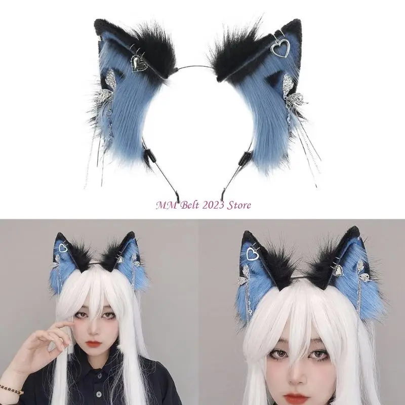 

49ME Furry Ear Hairband Anime Headband Girl Hairhoop Comic-Shows Party Props