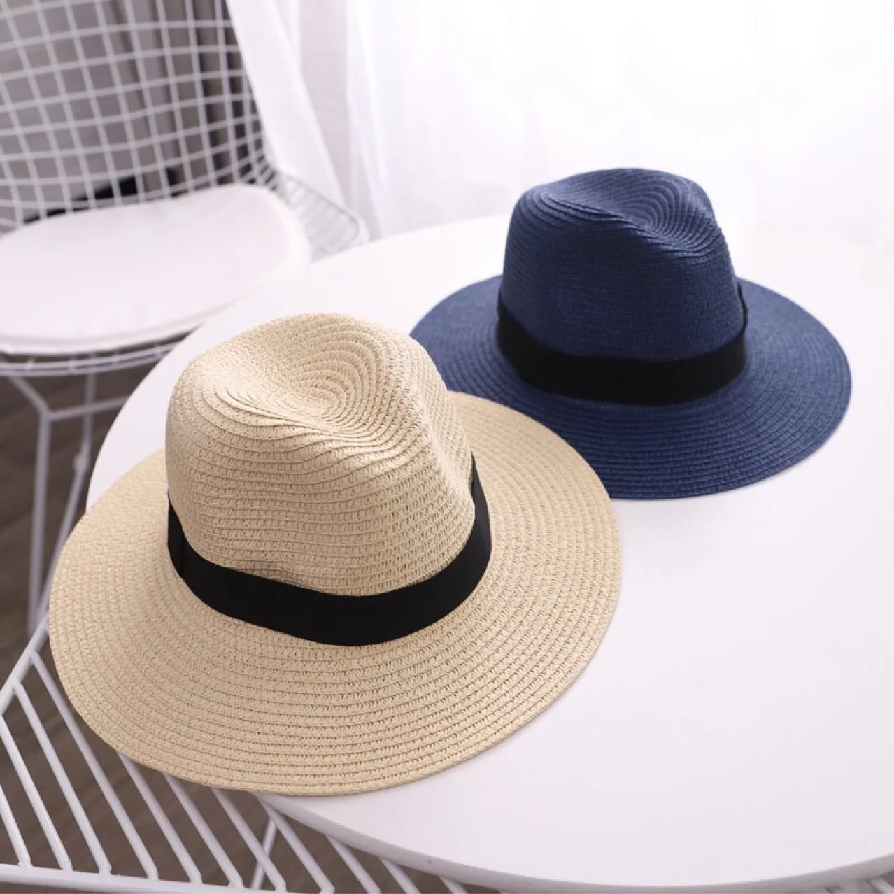 Free Shipping Personalised Embroidered Boater Hat Summer Hat - Wide Brim Summer Hat Embroidery Custom Monogram Straw Fedora Hat