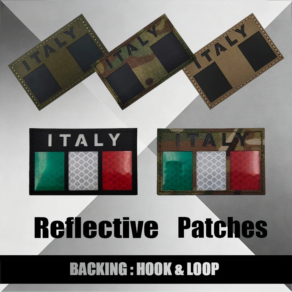 

Тактическая нашивка с флагом Италии, ИК-отражающая, с креплением на липучке, нарукавная нашивка для куртки