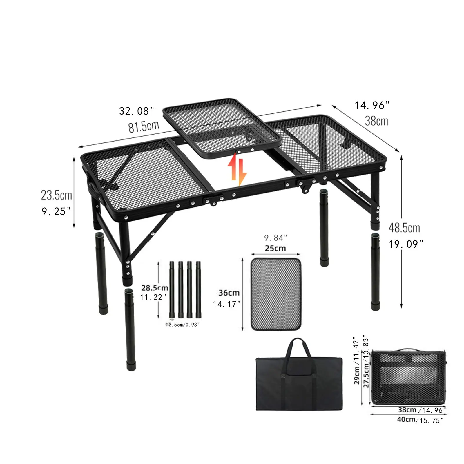 Folding Grill Table Multifunctional Metal Iron Mesh Portable Lightweight Camp Table for Travel Hiking Outdoor Barbecue Backyard