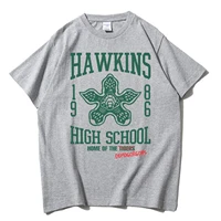 Camiseta Hawkins High School Hellfire Club surfista niño Pizza camiseta hombre mujer Harajuku manga corta cuello redondo camisa Casual regalo